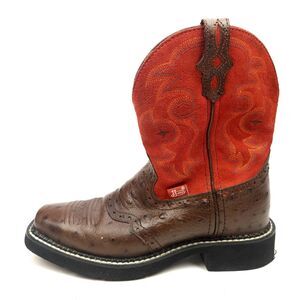 Justin Gypsy L9967 Women 6B Ostrich Print Leather Square Toe Boot Cowboy Western